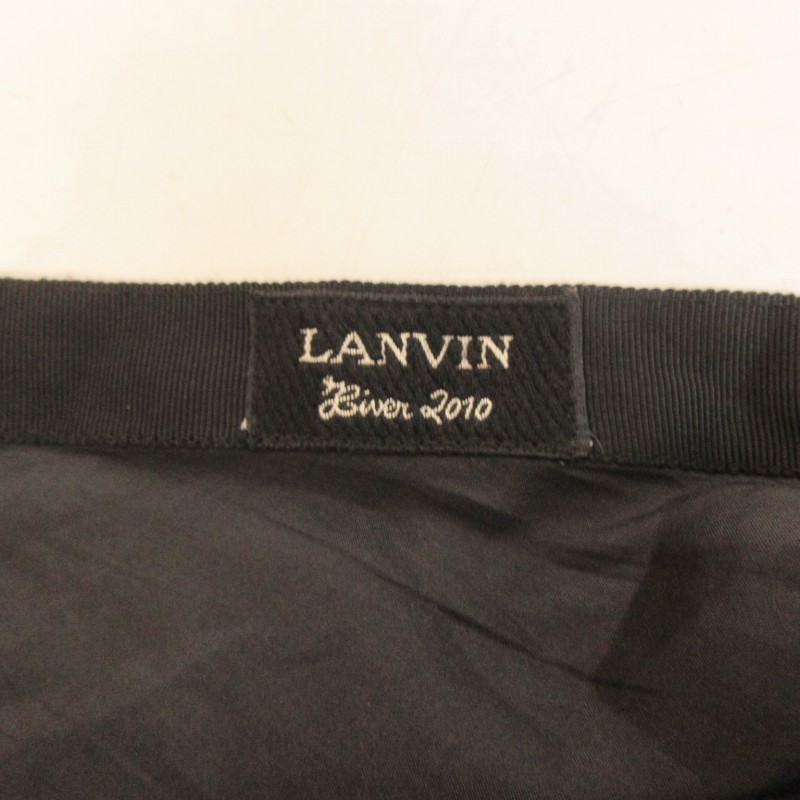 ランバン LANVIN タイトスカート ひざ丈 アシンメトリー 無地 シルク 