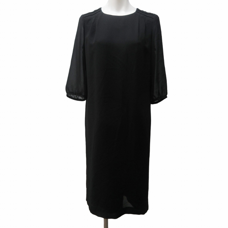 INDIVI【洗える】麻調スタイルアップワンピース うさふ】INDIVI