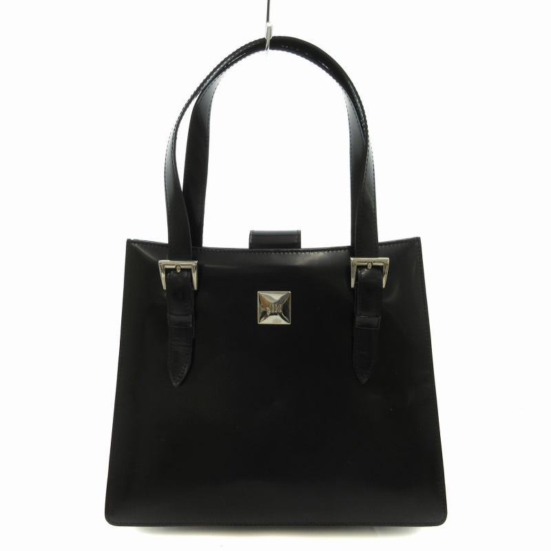 ジュンココシノ JUNKO KOSHINO ハンドバッグ トート ロゴ金具 黒 ジュンココシノ JUNKO KOSHINO ハンドバッグ トート ロゴ金具 黒