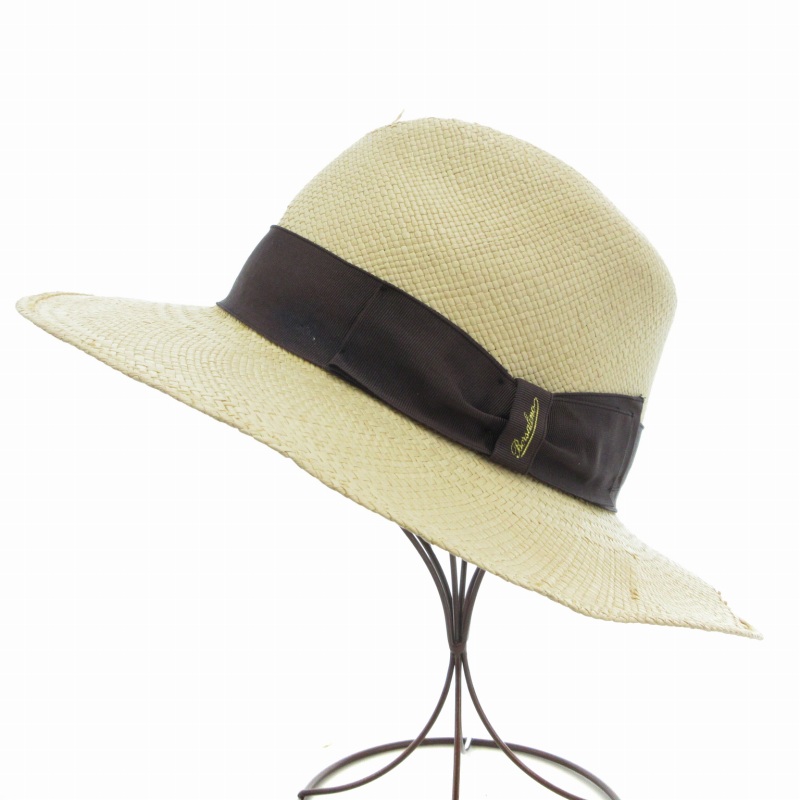ボルサリーノ Borsalino ストローハット 麦わら帽子 60 L ベージュ /BL