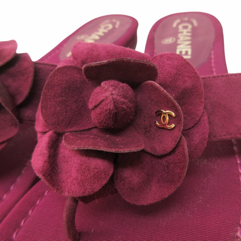 シャネル CHANEL カメリア × ココマーク サンダル トング スエード