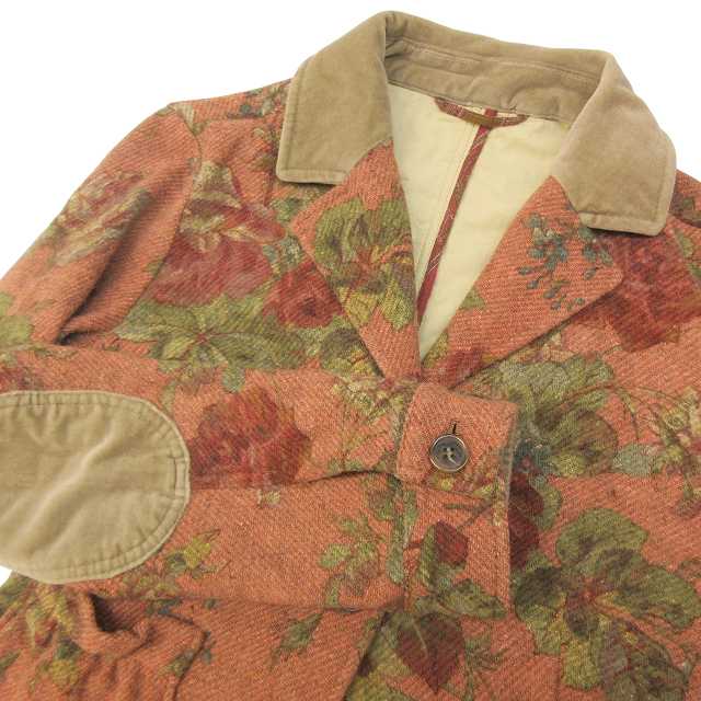 美品！ETROエトロ 花柄テーラードジャケット赤42 シルク混 レッド系 総柄 美品！ETROエトロ 花柄テーラードジャケット赤42 シルク混 レッド系 総