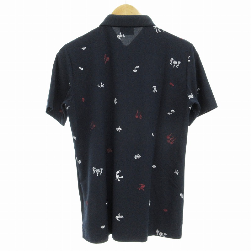 新品 アディダス ゴルフ 総柄 高機能 半袖 ポロシャツ ネイビー L adidas アディダス ポロシャツ 半袖 メンズ ゴルフウェア GOLF