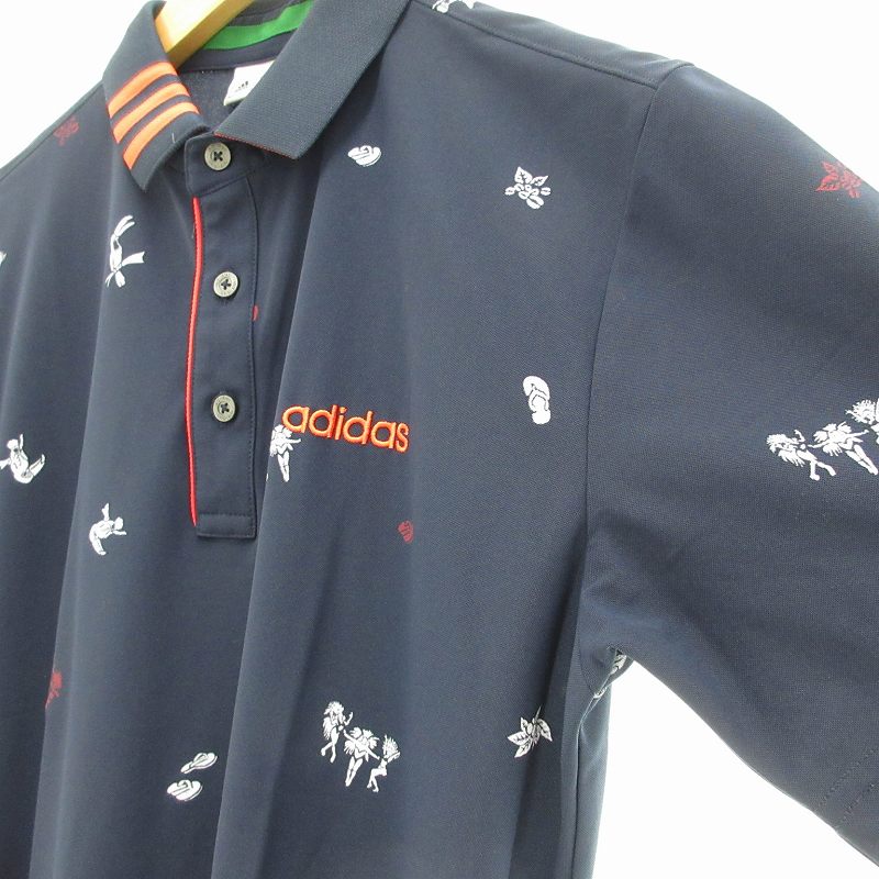 アディダス adidas ポロシャツ ゴルフウェア 半袖 総柄 ロゴ