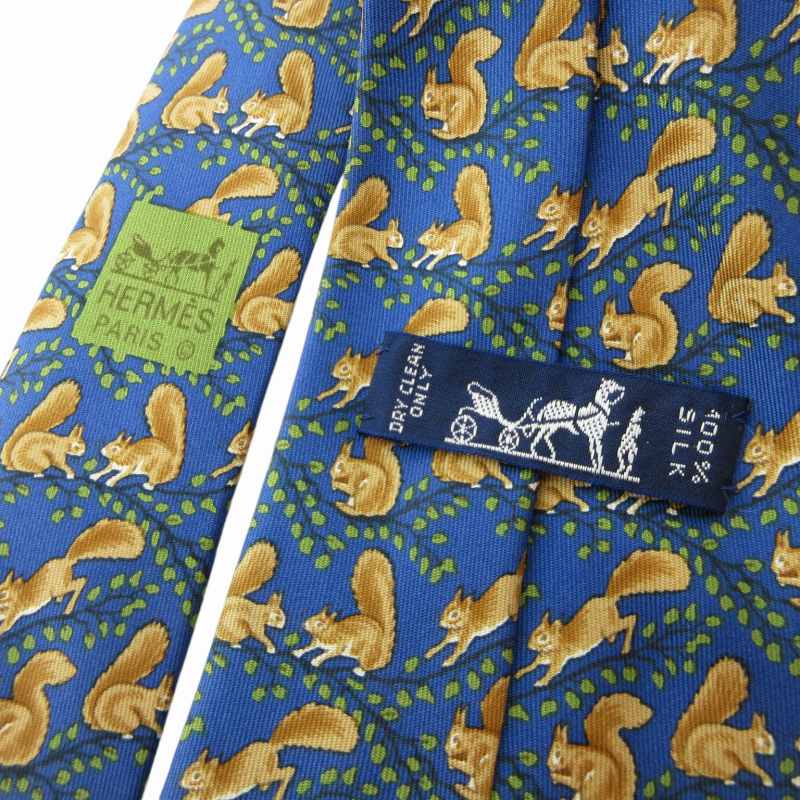 エルメス HERMES 美品 ネクタイ カジュアル 総柄 絹 シルク