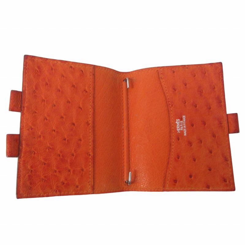 エルメス手帳カバーオーストリッチレザー オレンジ