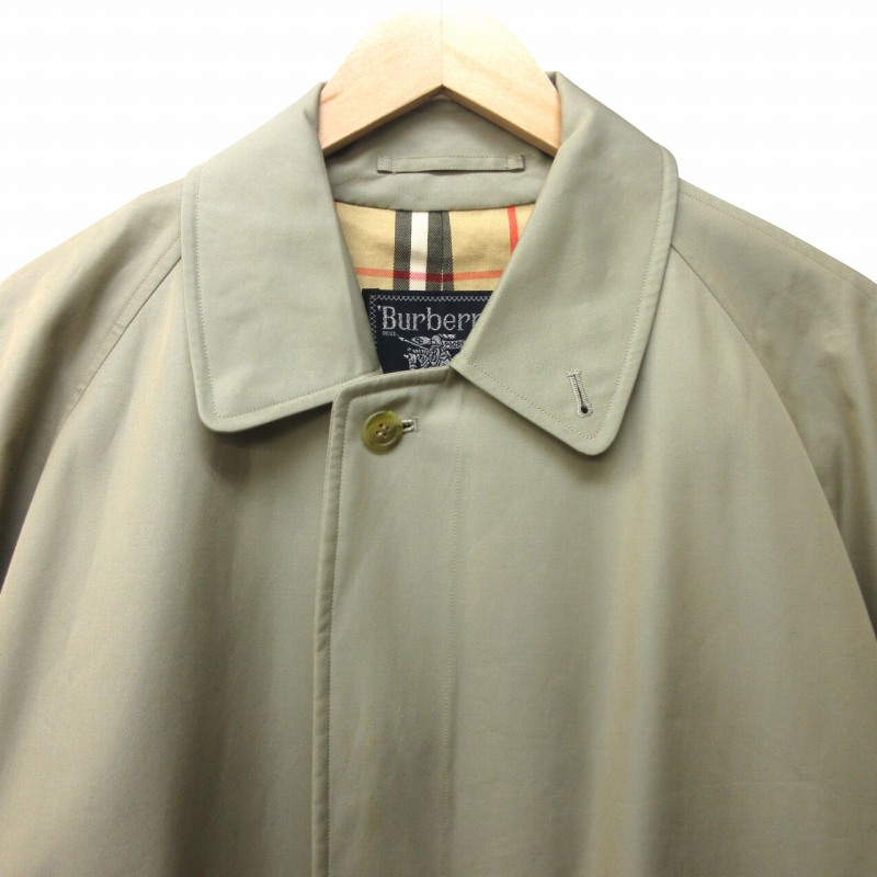 正規 90S Burberrys バーバリーズ ステンカラー 比翼ボタン ロング コート ノバチェック ビンテージ ベージュ 40 本物 816P