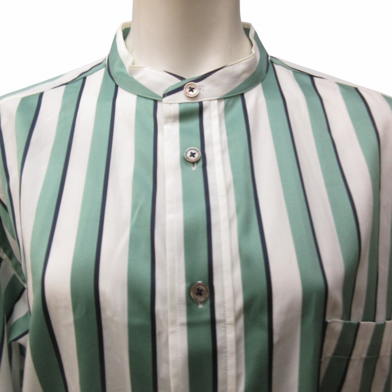 ティッカ TICCA 美品 近年 ノーカラー スクエア ビッグ ロング シャツ  