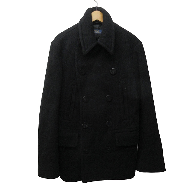 Ralph Lauren ラルフローレン Pコート ダブル L 黒 ウール ポロ ラルフローレン POLO RALPH LAUREN ダブルブレスト Pコート