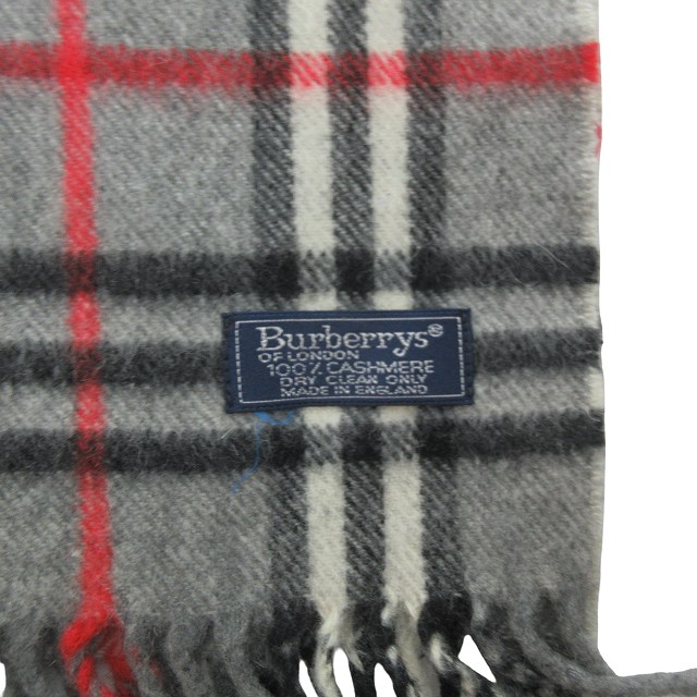 Burberry カシミヤ100% マフラー グレー バーバリー 極美品 BURBERRY