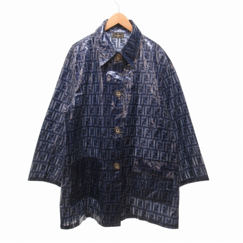 フェンディ FENDI ズッカ柄 レインコート ジャケット 総柄 青