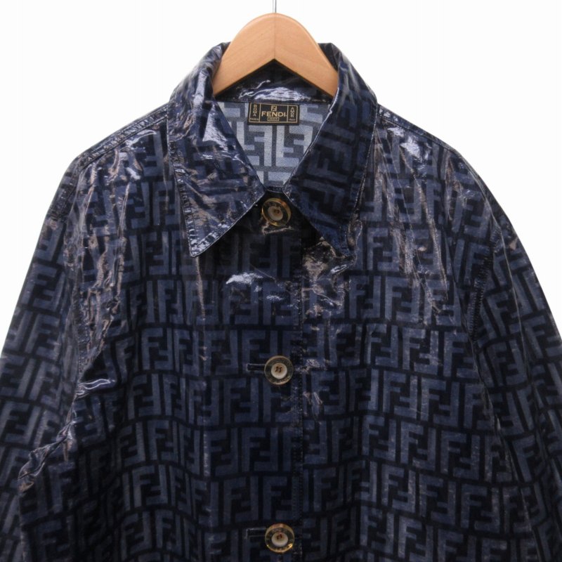 フェンディ FENDI ズッカ柄 レインコート ジャケット 総柄 青