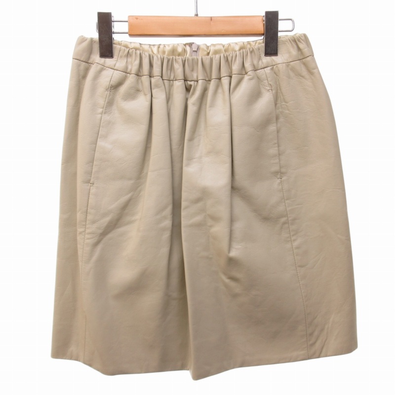 DRAWER レザー膝上スカート Drawer - Drawer フェイクレザープリーツ