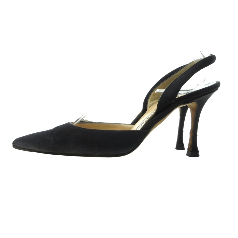 Manolo Blahnik 黒 バックストラップパンプス 34 マノロブラニク MANOLO BLAHNIK バックストラップ パンプス