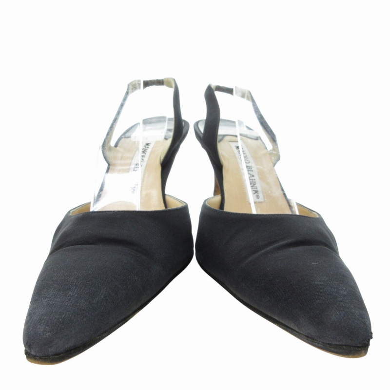MANOLO BLAHNIK マノロブラニク　スリングバック　黒　36サイズ MANOLO BLAHNIK マノロブラニクパンプス 黒 36.5cm リボン