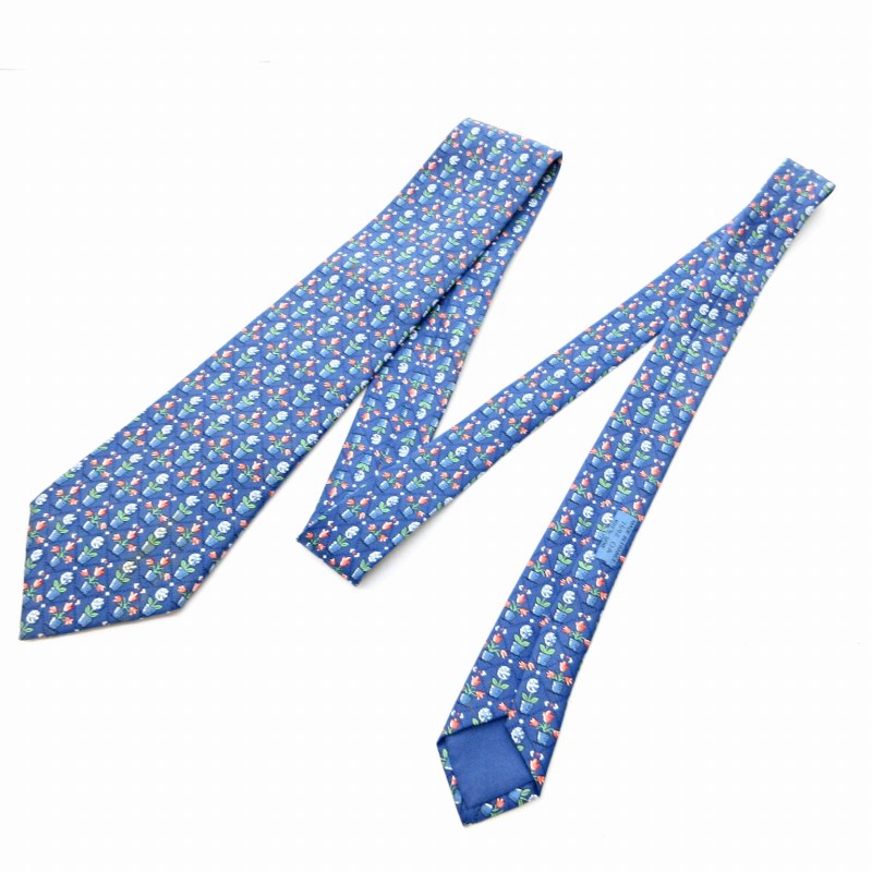 エルメス HERMES フラワー ネクタイ レギュラータイ 総柄 花柄