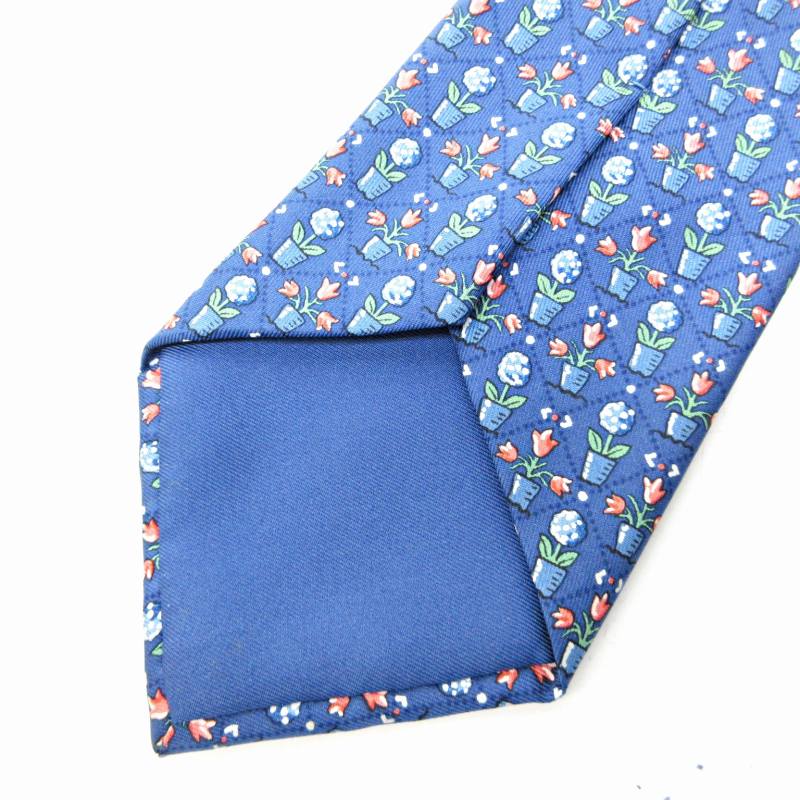 エルメス HERMES フラワー ネクタイ レギュラータイ 総柄 花柄