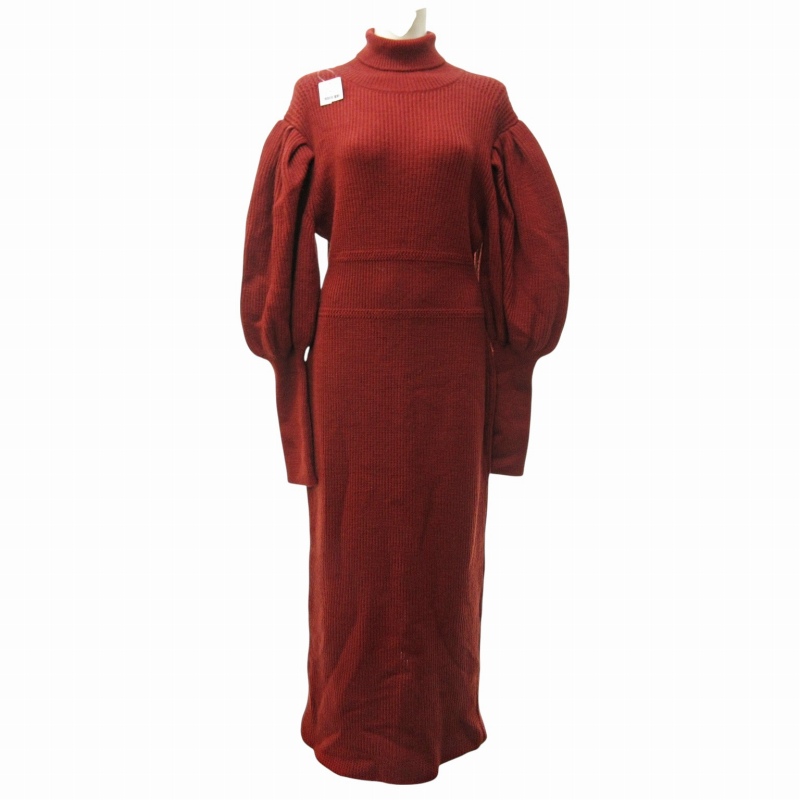 efla 赤ニットワンピース 未使用品 ライト WRYHT タグ付 21AW VICTORIAN SLEEVE RIBED