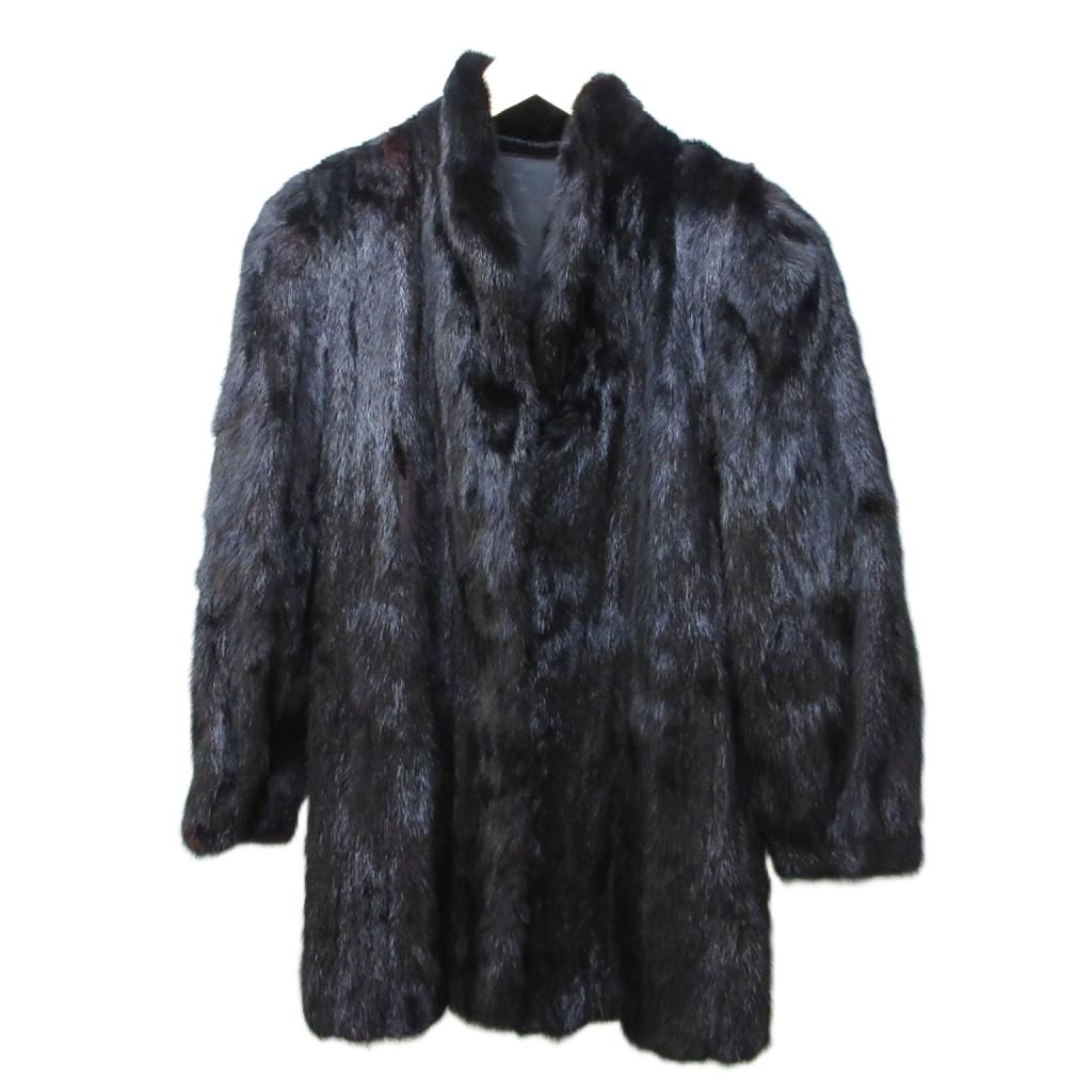 ミンクファー コート ジャケット ハーフ 毛皮コート ブラックミンク 黒