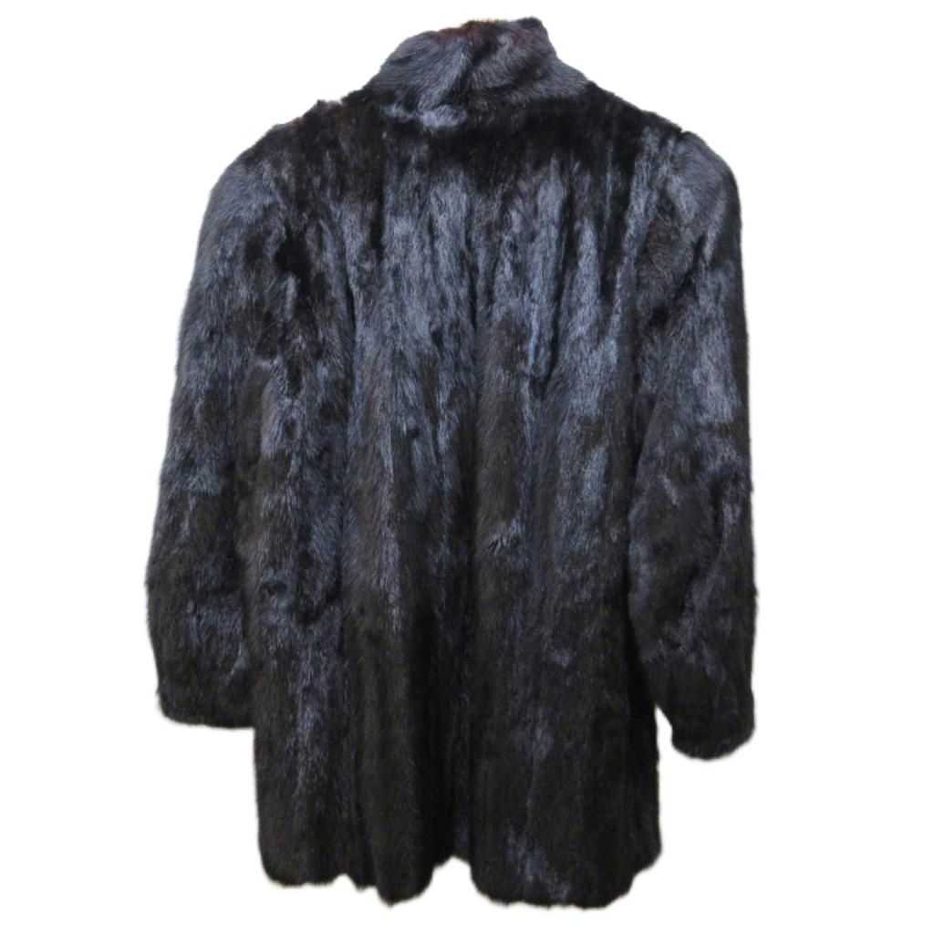 ミンク 毛皮 コート ジャケット ブラック M相当 ミンクファー コート ジャケット ハーフ 毛皮コート ブラックミンク 黒