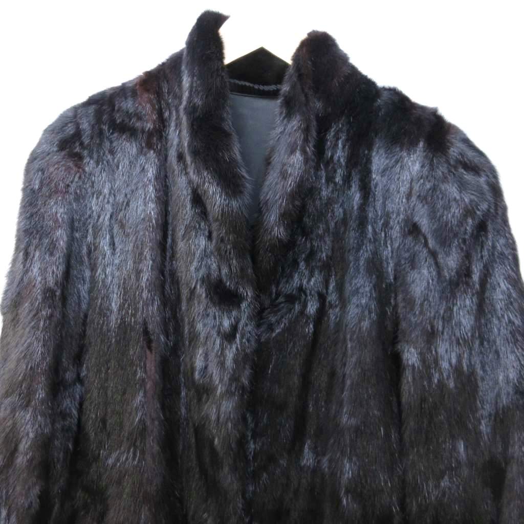ミンクファー コート ジャケット ハーフ 毛皮コート ブラックミンク 黒