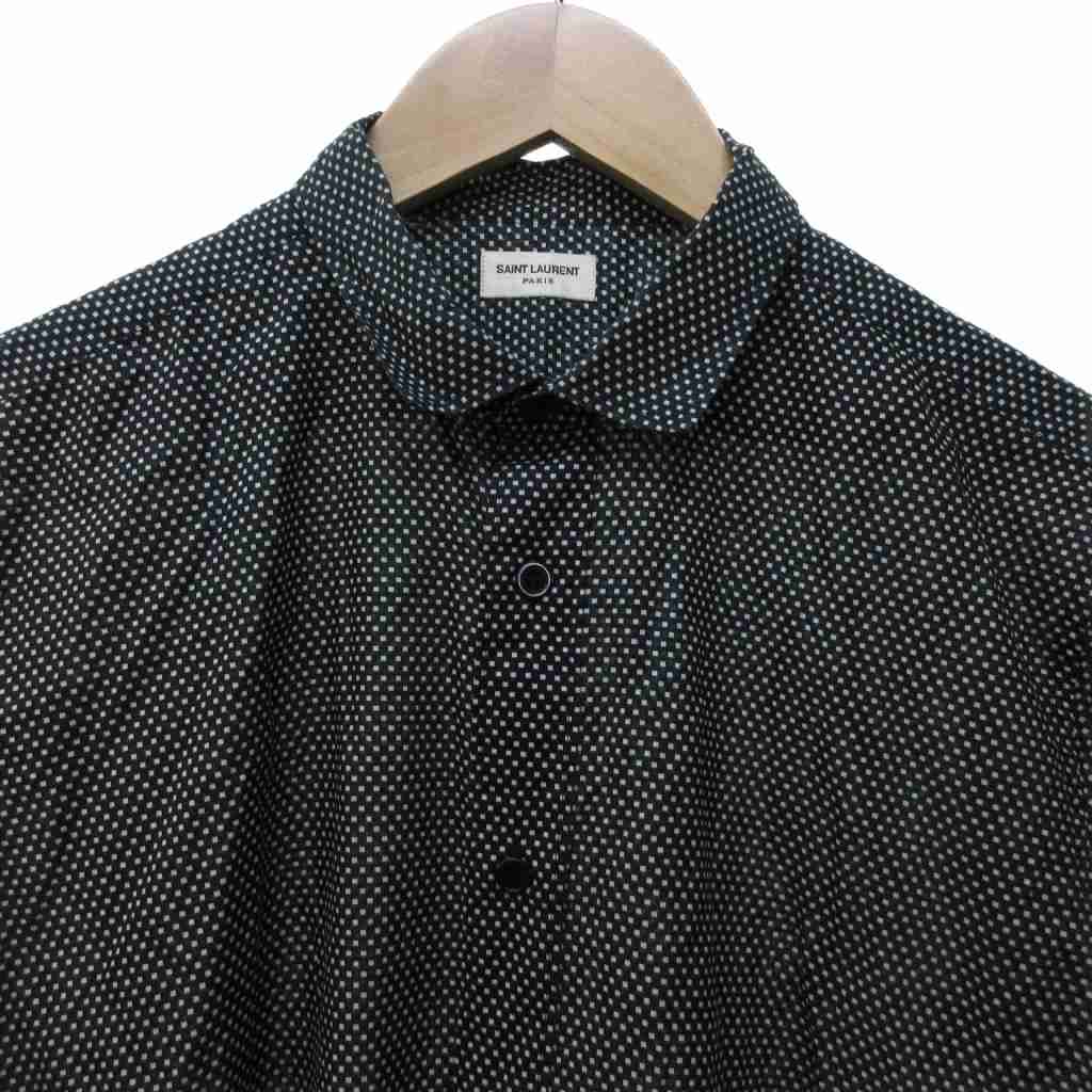 新品✨SAINT LAURENT 22年 ドレスシャツ 長袖 ユニフォーム SAINT LAURENT PARIS(サンローランパリ) 22SS レオパード総柄 シルク