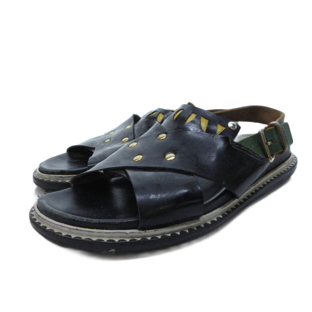 マルニ MARNI フスベットサンダル シューズ レザー 36 23.0cm 黒 