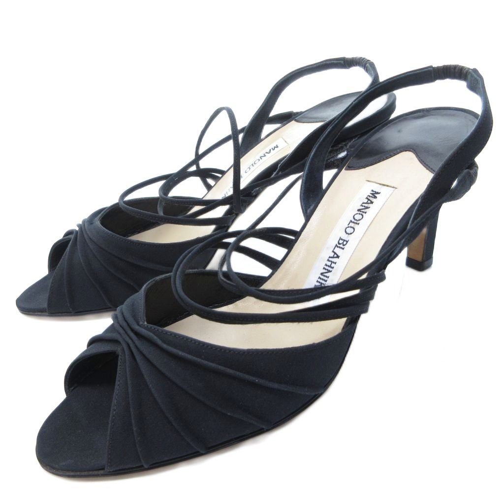 マノロブラニク MANOLO BLAHNIK サテンサンダル ミュール ハイヒール 