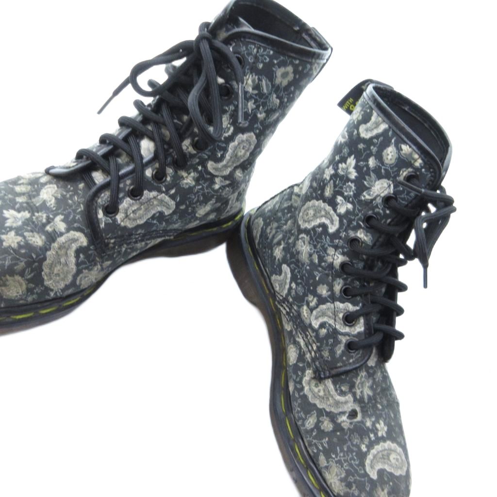 ドクターマ-チン　D r.Martens ペイズリー柄３ホ-ル 総柄白UK4 ドクターマーチン DR.MARTENS レースアップブーツ シューズ 8
