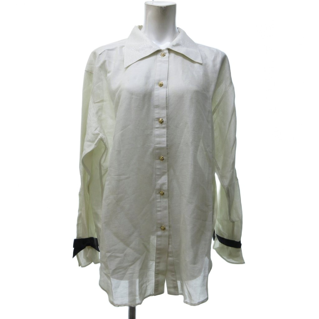 ルネ Rene Boutique シアーブラウス シャツ 長袖 リボン コットン