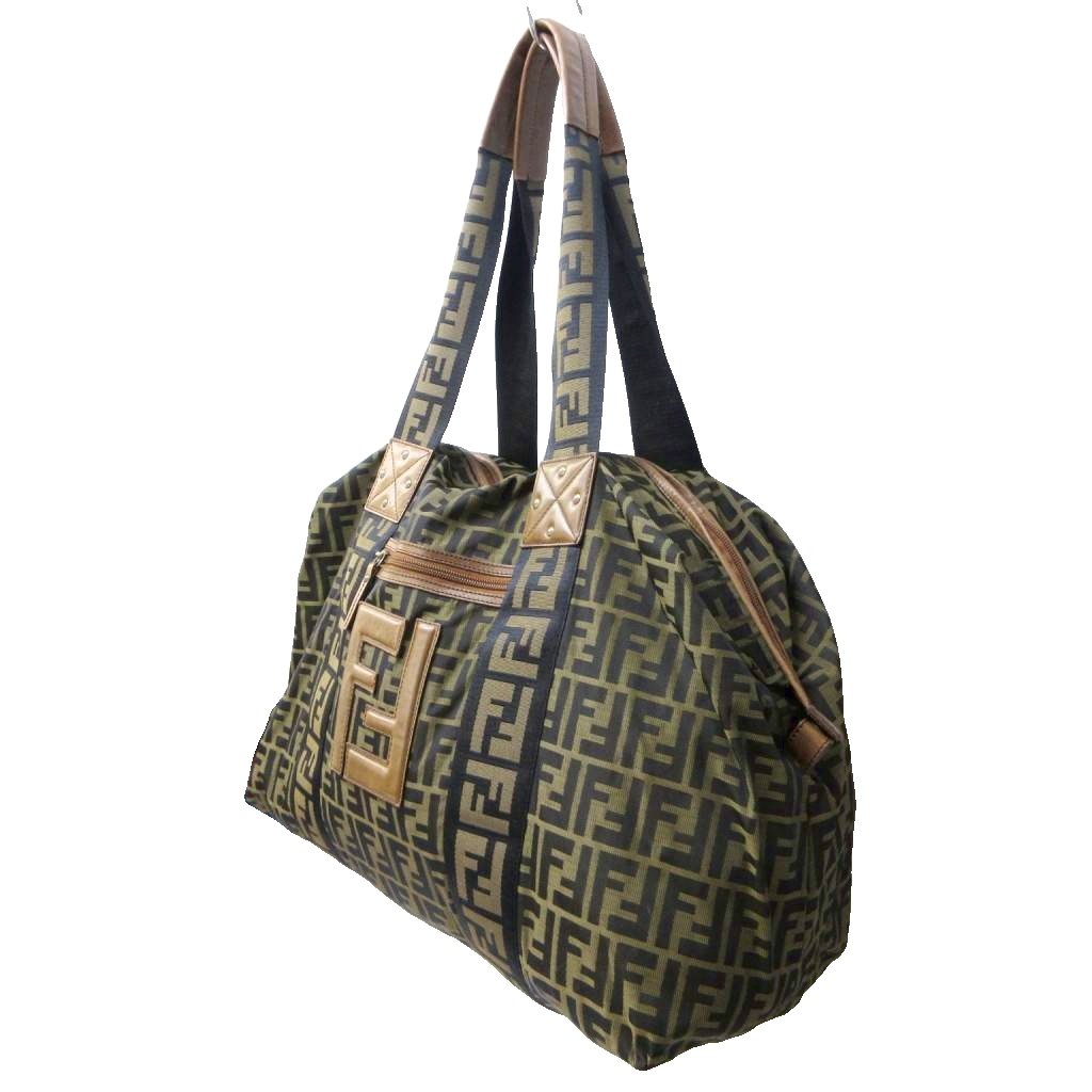 【最落ナシ!!】FENDI/フェンディ ショルダーバッグ ズッカ柄 ブラウン系 キャンバス×レザー レディース メンズ