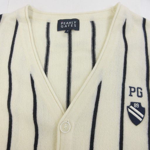 パーリーゲイツ PEARLY GATES ニット カーディガン ストライプ ロゴ