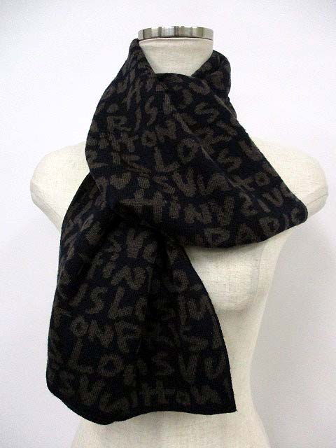 ルイヴィトン LOUIS VUITTON M74646 マフラー エシャルプ グラフィティ マロンマリン ウール100% ブラウン ネイビー 茶 紺 181130NM-9842B ルイヴィトン LOUIS VUITTON M74646 マフラー エシャルプ グラフィティ