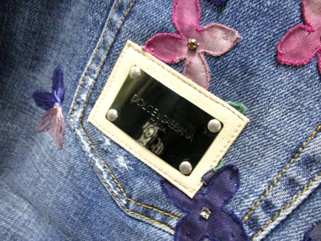 ドルチェ&ガッバーナ ドルガバ DOLCE&GABBANA 花柄 刺繍 デニム パンツ  