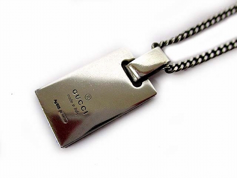 グッチ GUCCI ディアマンテ ロゴ スクエア プレート ネックレス Ag925
