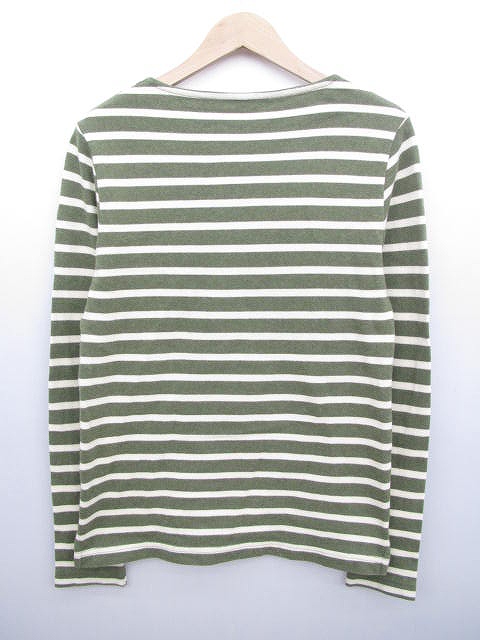 無印良品 良品計画 ボーダー Tシャツ カットソー 長袖 S カーキ 白 メンズ L80 メンズ 026 ベクトルパーク