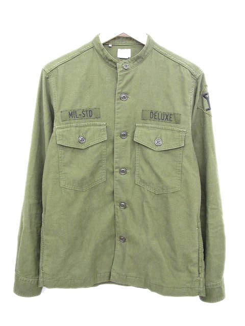 デラックス Deluxe ミリタリー シャツ ジャケット ブルゾン ロゴ D1233 