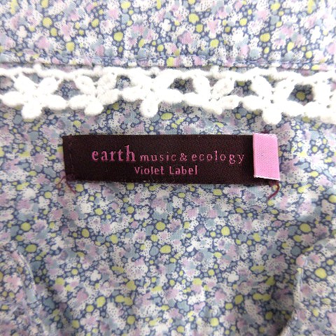 アースミュージック エコロジー Earth Music Ecology リバティ ワンピース シャツ プルオーバー キーネック 前開き S 紫 マルチ レディース G16 レディース 026 ベクトルパーク