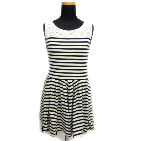 アロー A R W レース ボーダー ワンピース カットソー ノースリーブ 白 ネイビー M レディース L30 026 ベクトルパーク