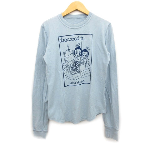 ディースクエアード Dsquared2 Tシャツ カットソー 長袖 プリント ダメージ加工 水色 メンズ I146 メンズ 026 ベクトルパーク