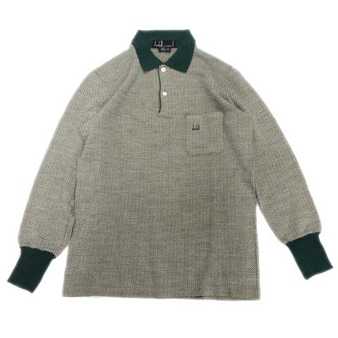 ダンヒル Dunhill ウール100 ニット ポロシャツ カットソー 長袖 ヘリンボーン ロゴ 刺繍 S 茶 緑 メンズ 1 1 026 ベクトルパーク ダンヒル Dunhill ウール100 ニット ポロシャツ カットソー 長袖 ヘリンボーン ロゴ 刺繍 S 茶 緑 メンズ 1 1 026 ベクトルパーク