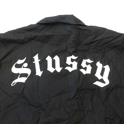 ステューシー コーチジャケット ブルゾン ロゴプリント 刺繍ロゴ ブラック S ステューシー コーチジャケット ブルゾン ロゴプリント 刺繍ロゴ