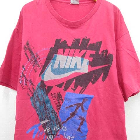 ナイキ Nike 90 S 銀タグ Tシャツ カットソー ロゴ 総柄 オールド ヴィンテージ M ピンク メンズ 026 ベクトルパーク