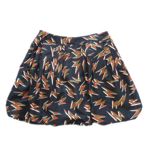 MIU MIU 総柄バルーンスカート ブラック グリーン 36