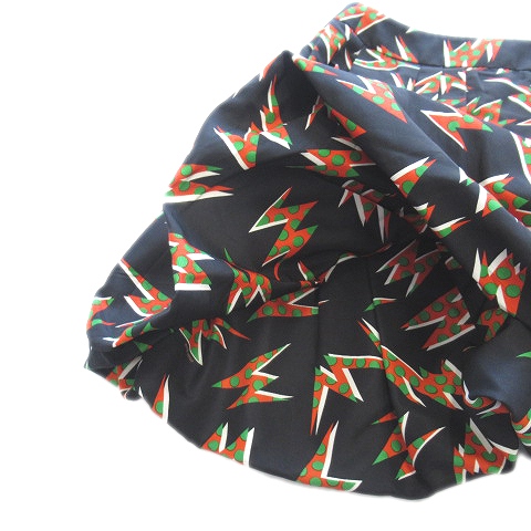 MIU MIU 総柄バルーンスカート ブラック グリーン 36