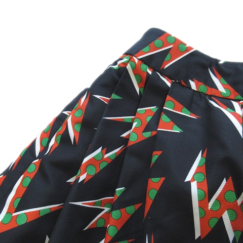 MIU MIU 総柄バルーンスカート ブラック グリーン 36