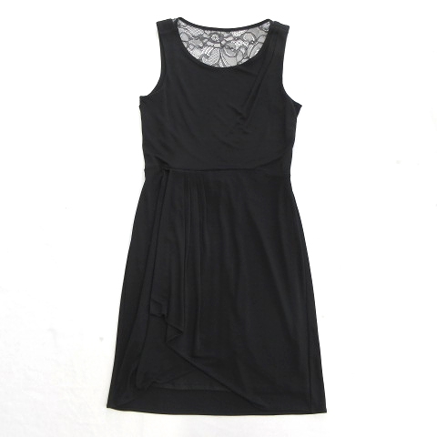 ビーシービージーマックスアズリア bgmaxazria レース シースルー ドレス ワンピース カットソー ノースリーブ フリル 膝丈 M 黒 レディース ４ 026 ベクトルパーク