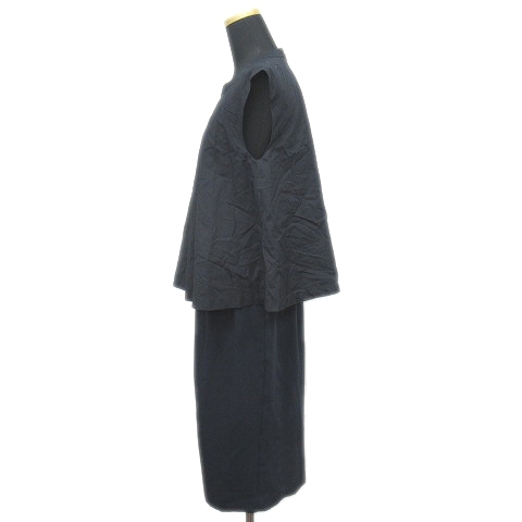 16ss 美品 マルシャルテル Marechal Terre ガウチョ オールインワン ガウチョパンツ ノースリーブ ワンピース Zmt163op131 2 ネイビー レディース 12 5 レディース 026 ベクトルパーク