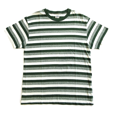 15ss テンダーロイン Tenderloin ボーダー クルーネック Tシャツ カットソー T Tee Border S S M 緑 グリーン 白 ホワイト メンズ ６ メンズ 026 ベクトルパーク