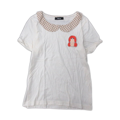 ネネット Ne Net Tシャツ カットソー 襟ギンガムチェック ワッペン 半袖 Ne48 Lk934 2 白 レディース ５ 026 ベクトルパーク